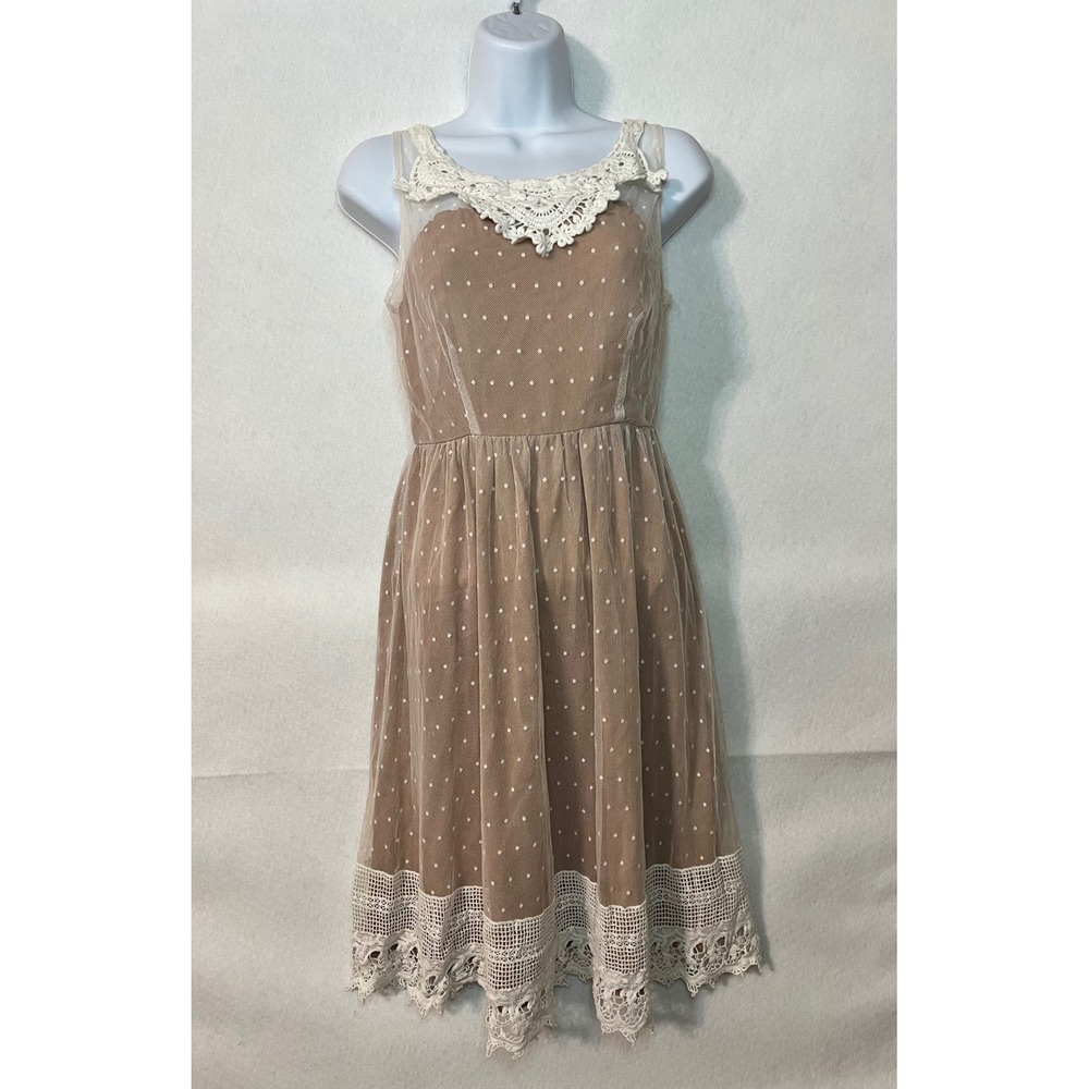 Altar'd State Polka Dot Lace Collar Whimsy Coquette Cottagecore Midi Dress Rose